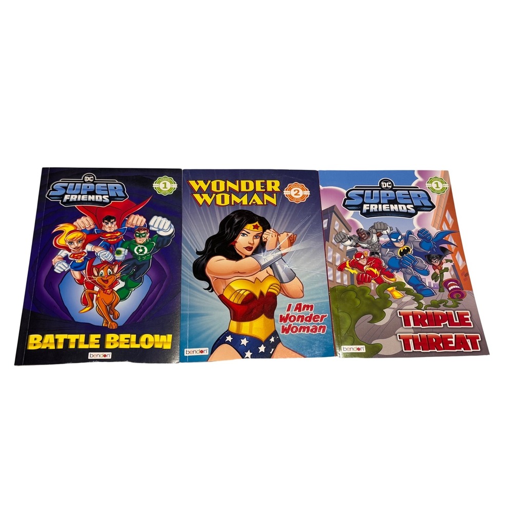 DC‎ Super Friends Wonder Woman Early Reader Book Lot Kids Paperback